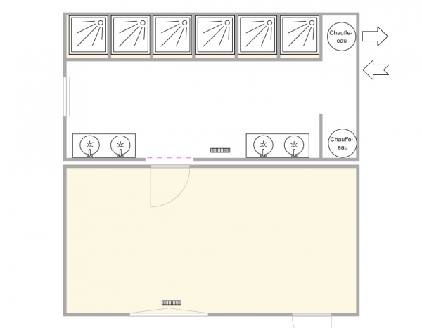 Grand Vestiaires + douches différents plans