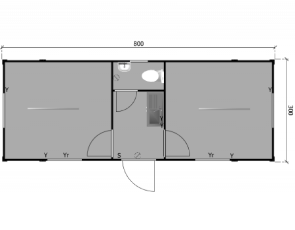 ( 833 - DINO ) 8X3M - EN 3 PARTIES, ENTRÉE, KITCHENETTE + TOILETTE