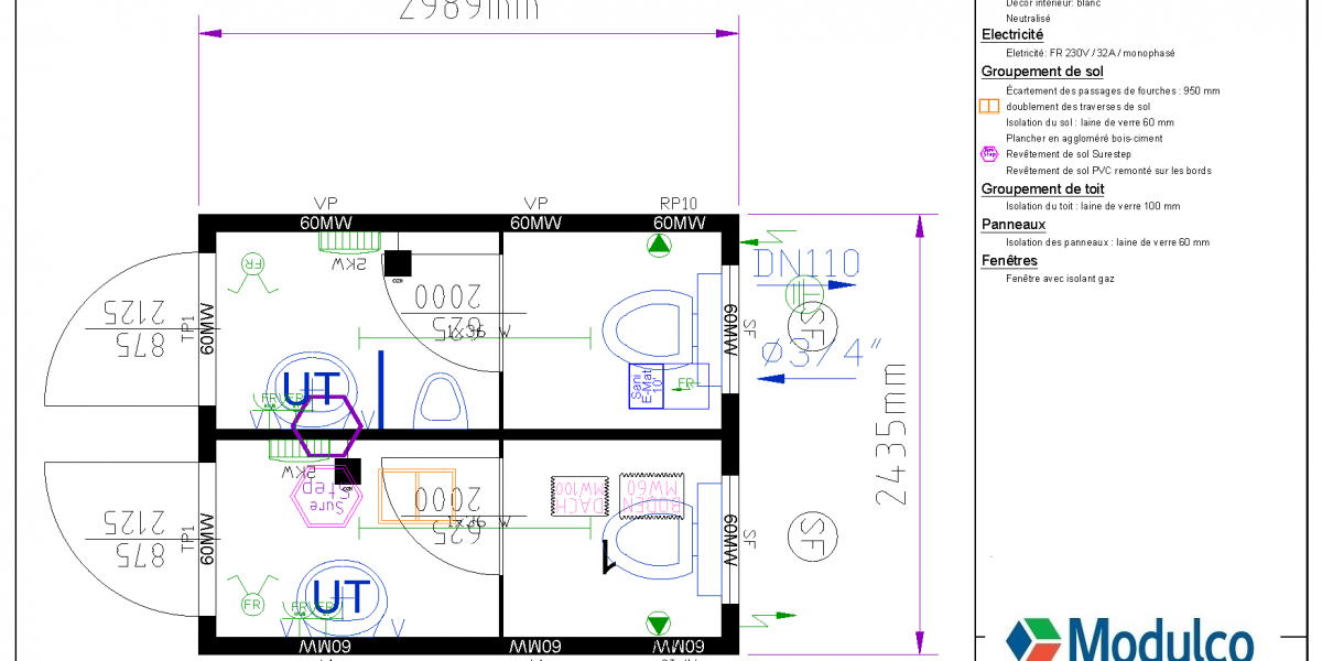 WC-module van 3 meter