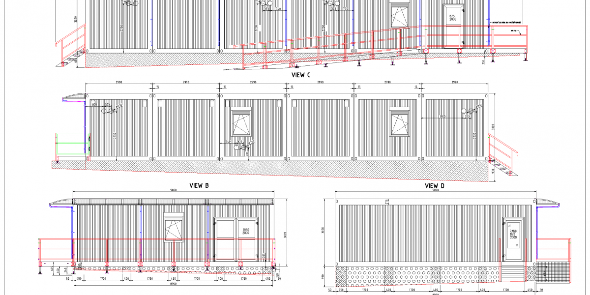 Assemblage de 6 containers de +- 900 x 300 cm qui forme un module de +- 900 x 1800 cm - slide 5